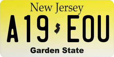 NJ license plate A19EOU