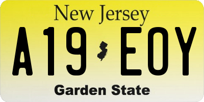 NJ license plate A19EOY