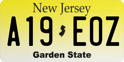 NJ license plate A19EOZ