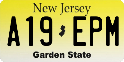NJ license plate A19EPM