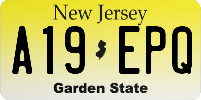 NJ license plate A19EPQ