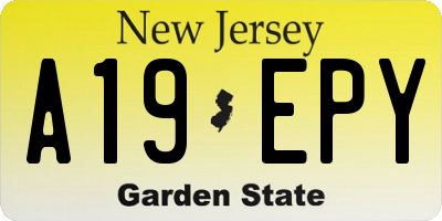 NJ license plate A19EPY
