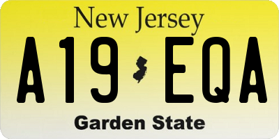 NJ license plate A19EQA