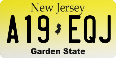 NJ license plate A19EQJ