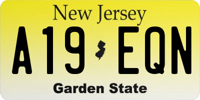NJ license plate A19EQN
