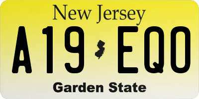 NJ license plate A19EQO
