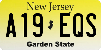 NJ license plate A19EQS