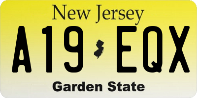 NJ license plate A19EQX