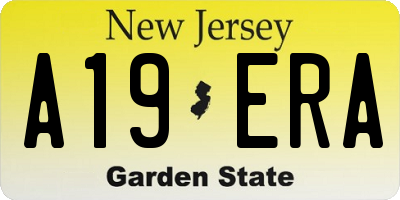 NJ license plate A19ERA