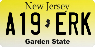 NJ license plate A19ERK