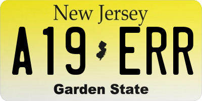 NJ license plate A19ERR