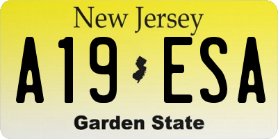 NJ license plate A19ESA