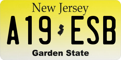 NJ license plate A19ESB