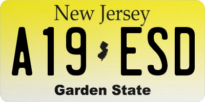 NJ license plate A19ESD