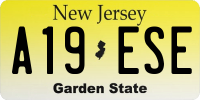 NJ license plate A19ESE