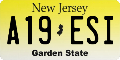 NJ license plate A19ESI