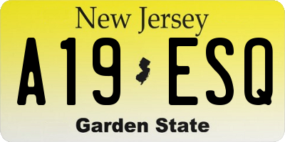 NJ license plate A19ESQ