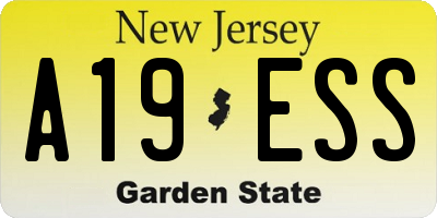 NJ license plate A19ESS