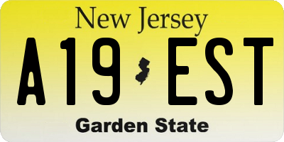 NJ license plate A19EST