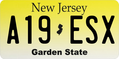 NJ license plate A19ESX