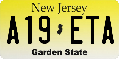 NJ license plate A19ETA