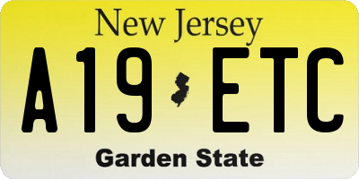 NJ license plate A19ETC