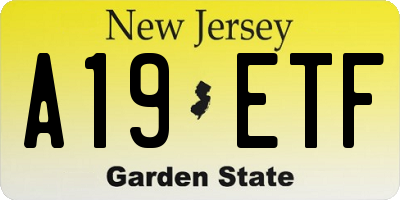 NJ license plate A19ETF