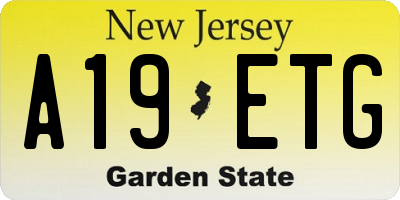 NJ license plate A19ETG