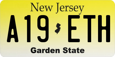 NJ license plate A19ETH