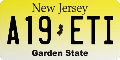 NJ license plate A19ETI
