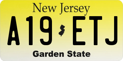 NJ license plate A19ETJ