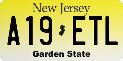 NJ license plate A19ETL