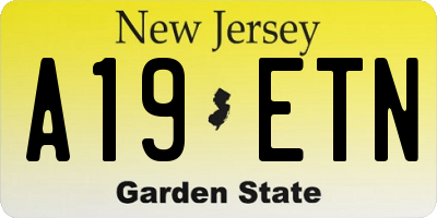 NJ license plate A19ETN