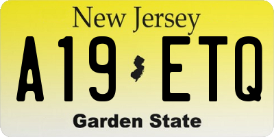 NJ license plate A19ETQ