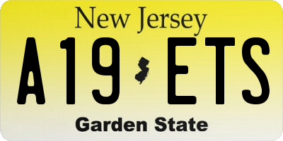 NJ license plate A19ETS