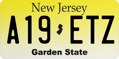 NJ license plate A19ETZ