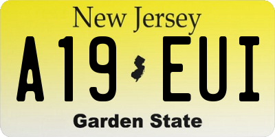NJ license plate A19EUI
