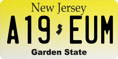 NJ license plate A19EUM