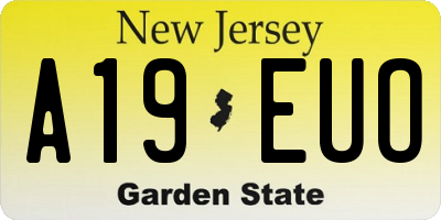 NJ license plate A19EUO