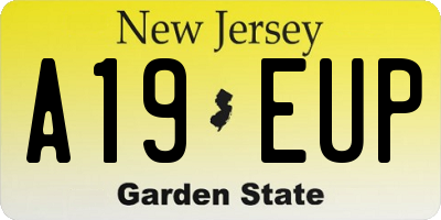 NJ license plate A19EUP