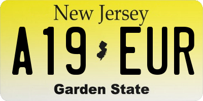 NJ license plate A19EUR