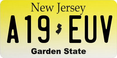 NJ license plate A19EUV