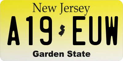NJ license plate A19EUW