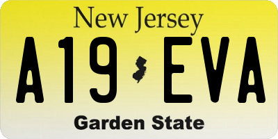 NJ license plate A19EVA
