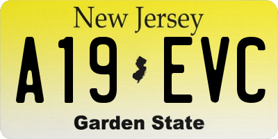 NJ license plate A19EVC