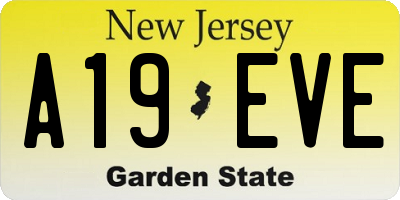 NJ license plate A19EVE