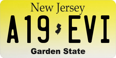 NJ license plate A19EVI
