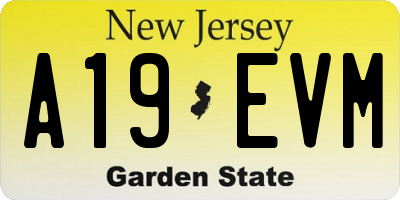 NJ license plate A19EVM