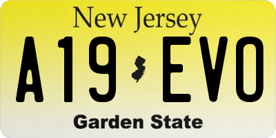 NJ license plate A19EVO