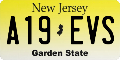 NJ license plate A19EVS